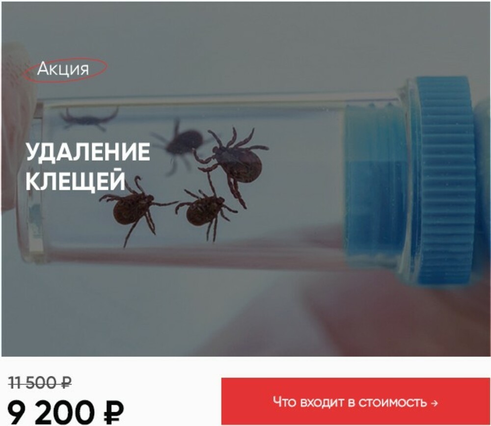 удаление клеща с анализами в Евромедклиник